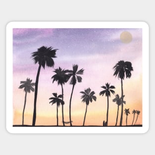 Tropical Nights in Paradise Watercolor Art Sticker